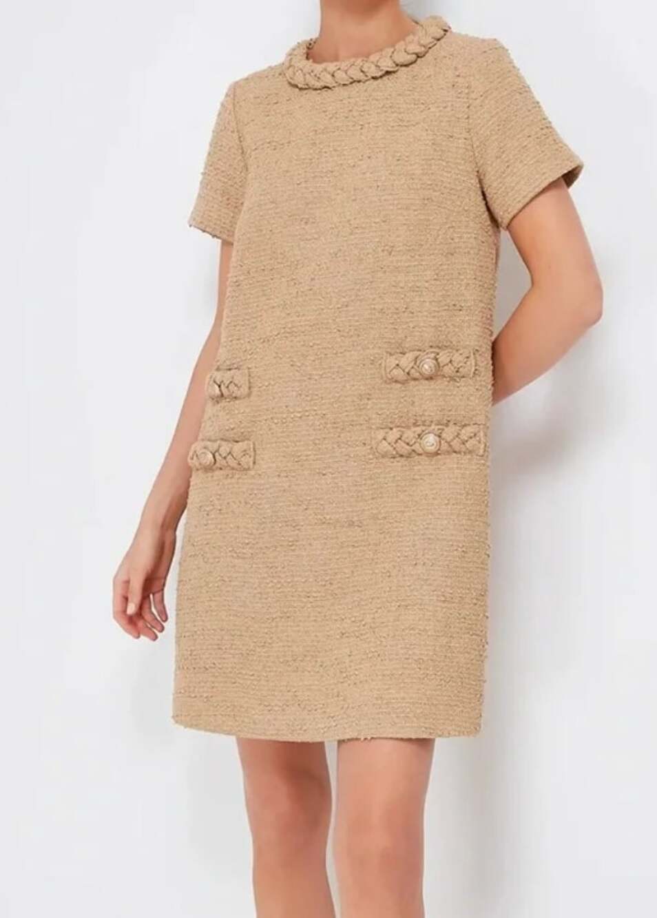 Tuckernuck Jackie Dress Croissant Tweed Mini Shift Croissant Tan Size Small